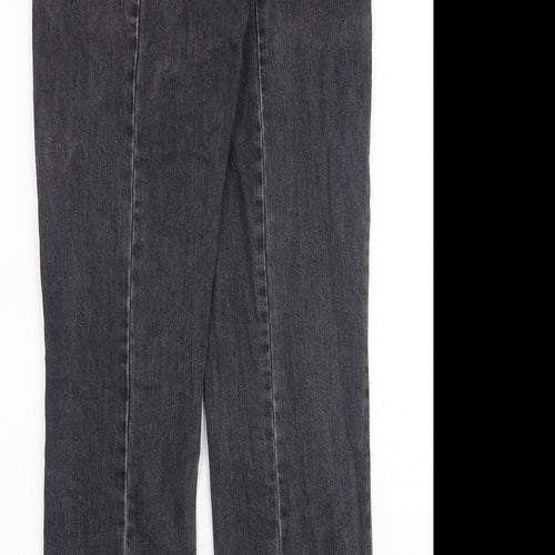 H&M Womens Grey Cotton Straight Jeans Size 26 in Regular Button