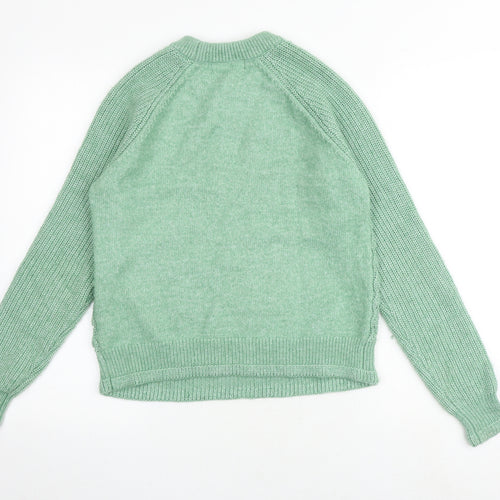 Marks and Spencer Womens Green Round Neck Polyester Pullover Jumper Size S