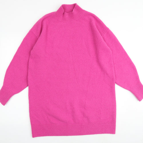 & Other Stories Womens Pink Polyester Jumper Dress Size S Mock Neck Pullover