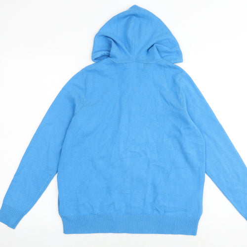 Marks and Spencer Womens Blue Round Neck Viscose Full Zip Jumper Size S