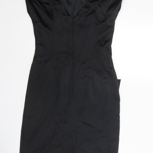 Oasis Womens Black Polyester A-Line Size 10 Boat Neck Zip