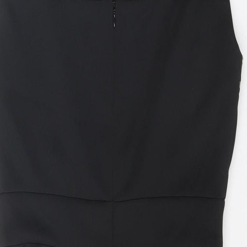 SD Collection Womens Black Geometric Polyester Bodycon Size 10 Round Neck Button