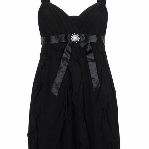 Scarlett Nite Womens Black Polyester Slip Dress Size 14 V-Neck Zip