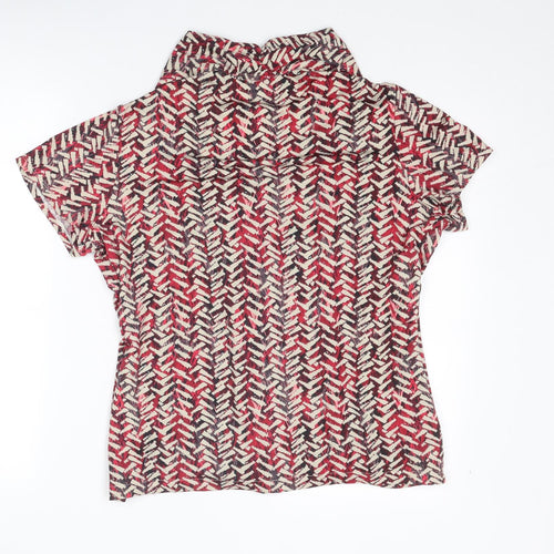 Notations Womens Multicoloured Geometric Polyester Basic Blouse Size L V-Neck