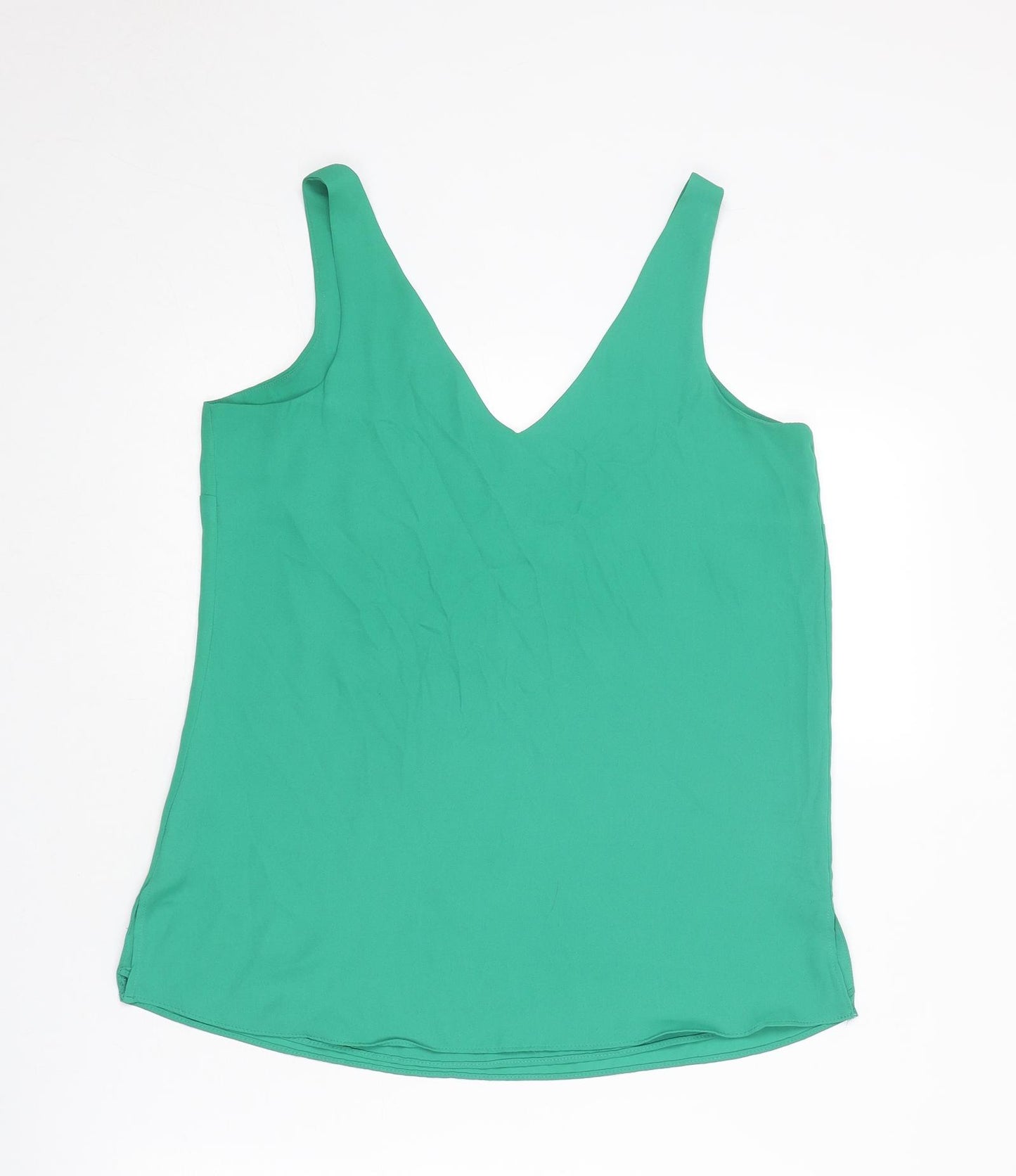 Wallis Womens Green Polyester Basic Tank Size 8 V-Neck