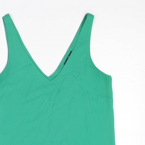 Wallis Womens Green Polyester Basic Tank Size 8 V-Neck