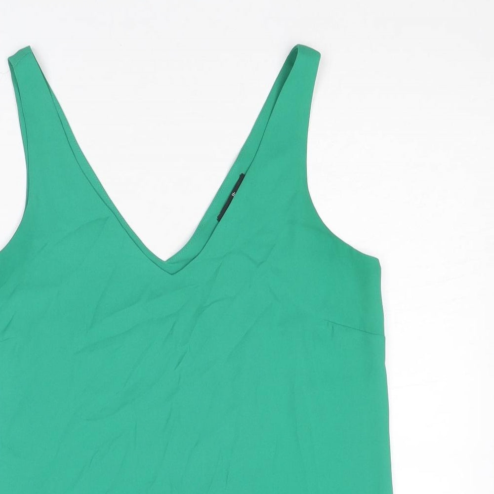 Wallis Womens Green Polyester Basic Tank Size 8 V-Neck