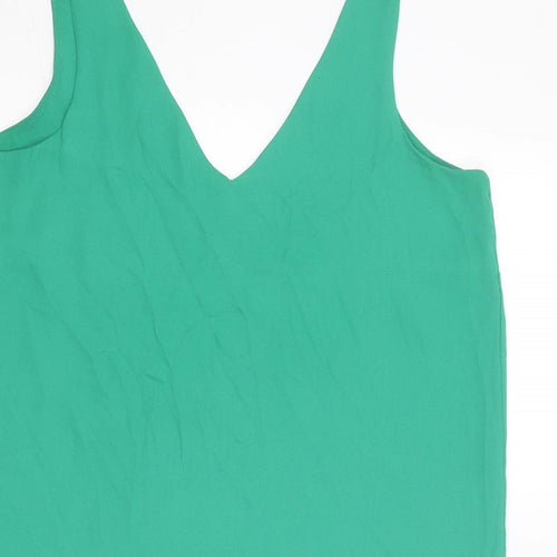 Wallis Womens Green Polyester Basic Tank Size 8 V-Neck