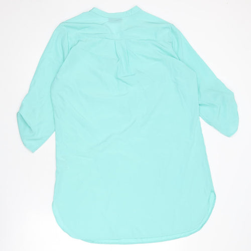 Wallis Womens Blue Polyester Tunic Blouse Size M V-Neck