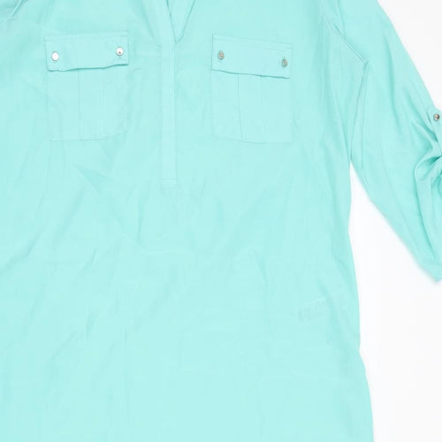 Wallis Womens Blue Polyester Tunic Blouse Size M V-Neck