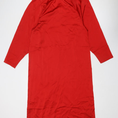 H&M Womens Red Polyester A-Line Size S Round Neck Pullover