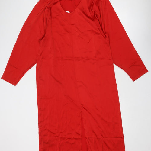 H&M Womens Red Polyester A-Line Size S Round Neck Pullover