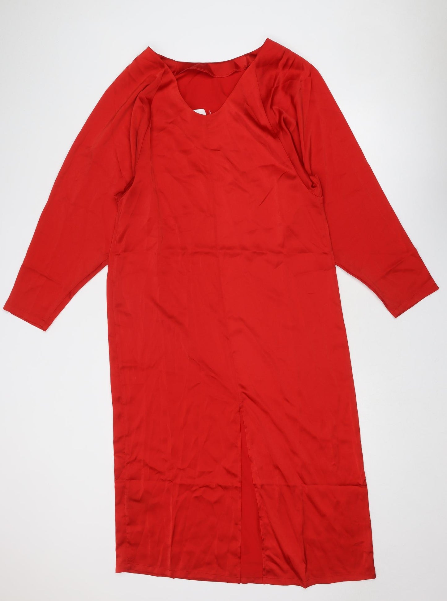 H&M Womens Red Polyester A-Line Size S Round Neck Pullover