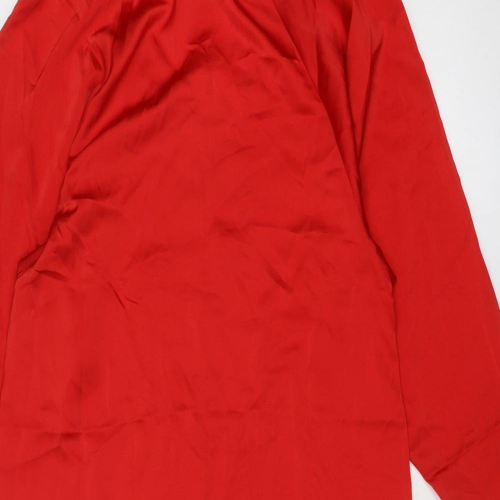 H&M Womens Red Polyester A-Line Size S Round Neck Pullover