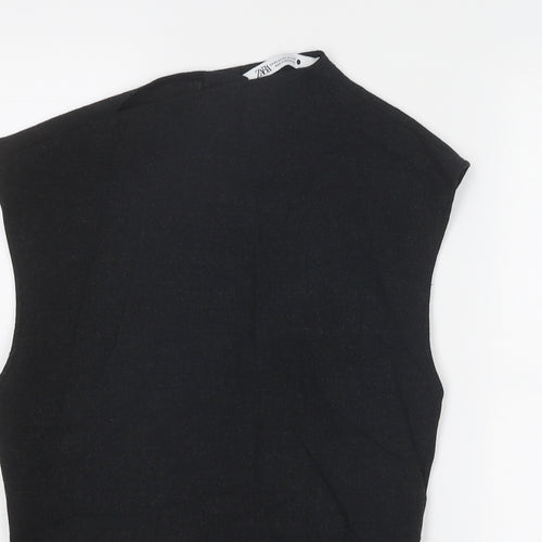 Zara Womens Black Polyester Basic Tank Size XS Round Neck