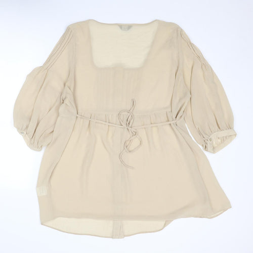 Heart & Soul Womens Beige Polyester Basic Button-Up Size 16 Scoop Neck