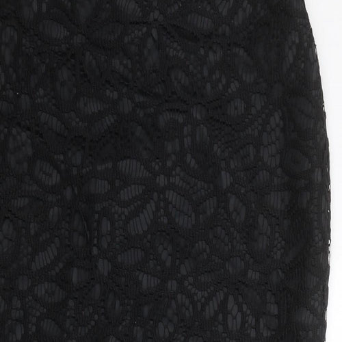 Autograph Womens Black Floral Polyester Straight & Pencil Skirt Size 10 Zip