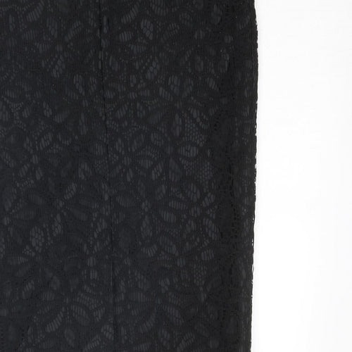 Autograph Womens Black Floral Polyester Straight & Pencil Skirt Size 10 Zip