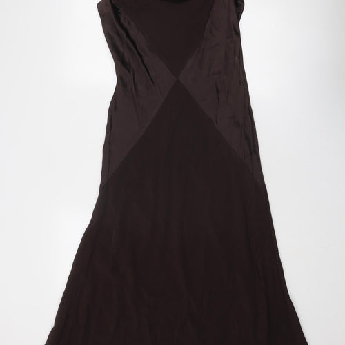 Planet Womens Brown Colourblock Viscose Ball Gown Size 14 Cowl Neck Pullover