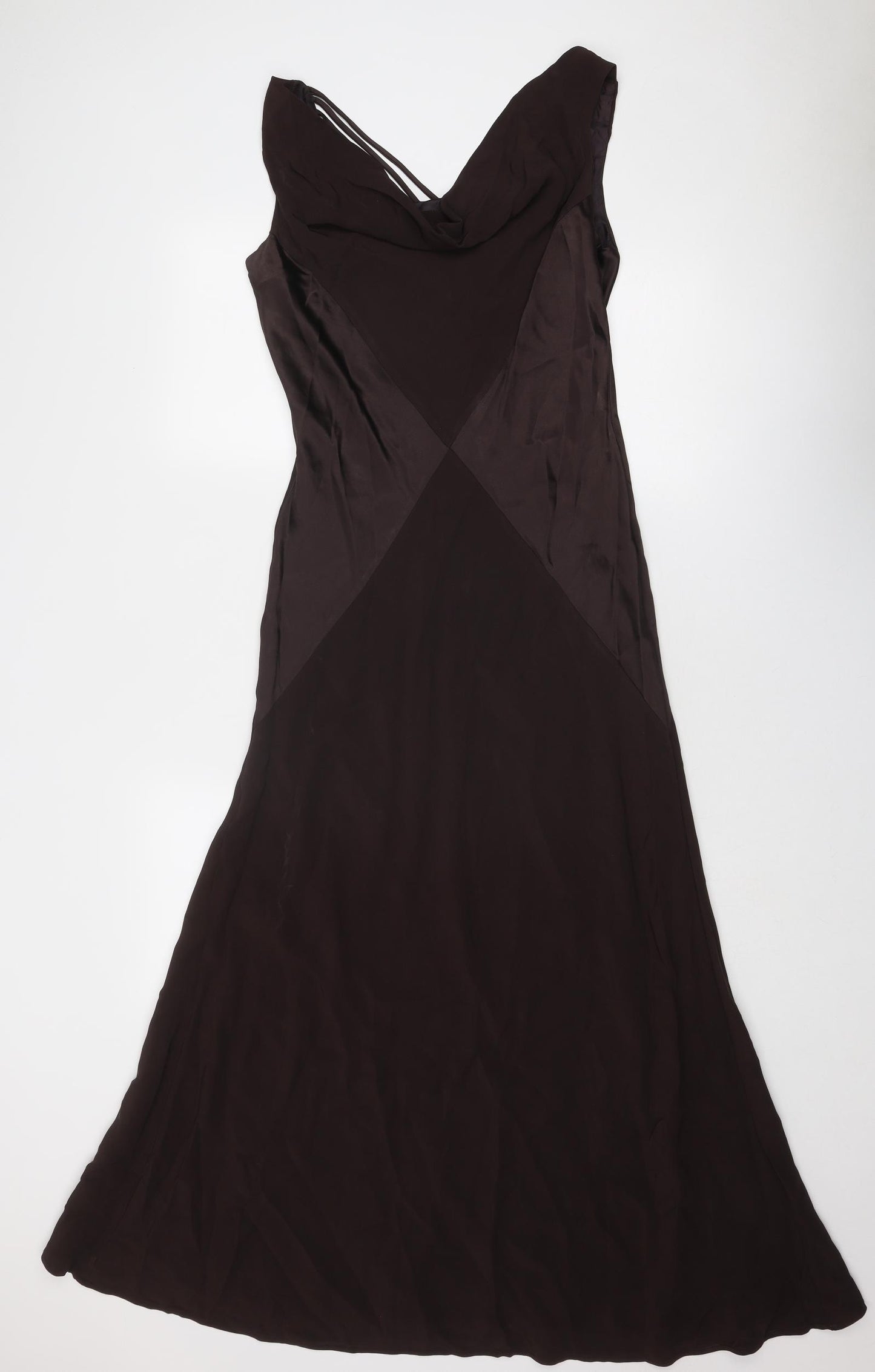 Planet Womens Brown Colourblock Viscose Ball Gown Size 14 Cowl Neck Pullover