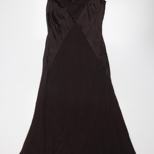 Planet Womens Brown Colourblock Viscose Ball Gown Size 14 Cowl Neck Pullover