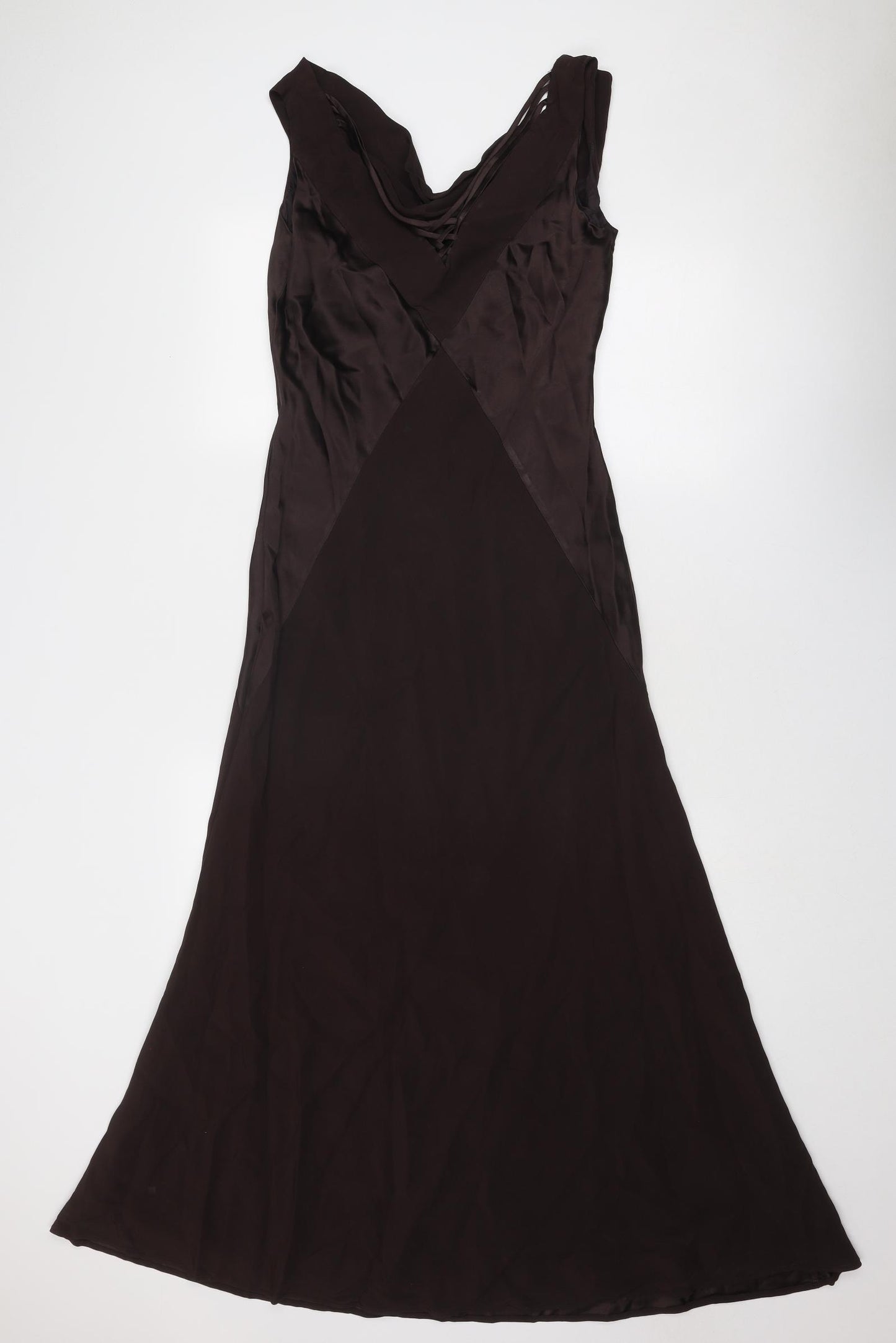 Planet Womens Brown Colourblock Viscose Ball Gown Size 14 Cowl Neck Pullover