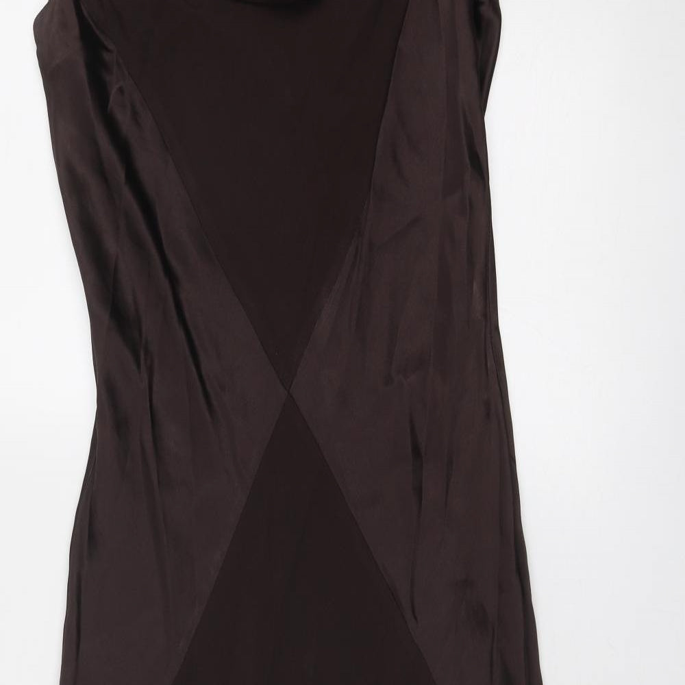 Planet Womens Brown Colourblock Viscose Ball Gown Size 14 Cowl Neck Pullover
