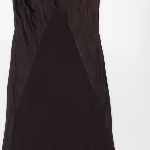 Planet Womens Brown Colourblock Viscose Ball Gown Size 14 Cowl Neck Pullover