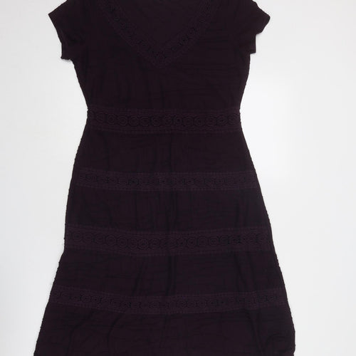 RJR.John Rocha Womens Purple Polyester Trapeze & Swing Size 12 V-Neck Pullover