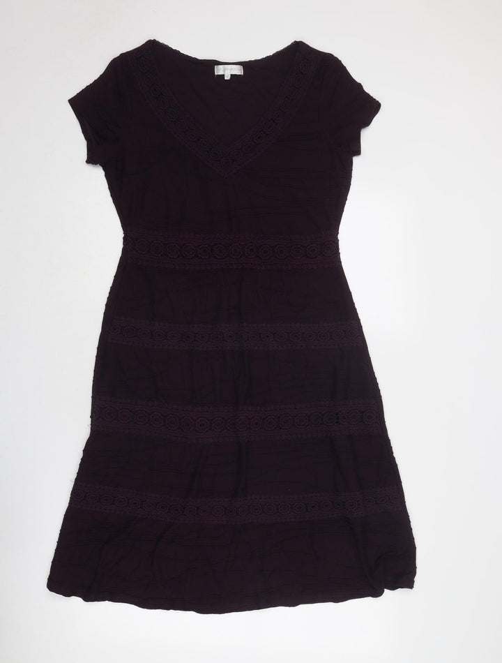 RJR.John Rocha Womens Purple Polyester Trapeze & Swing Size 12 V-Neck Pullover