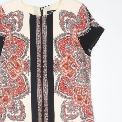 Oasis Womens Multicoloured Geometric Polyester A-Line Size 12 Round Neck Zip