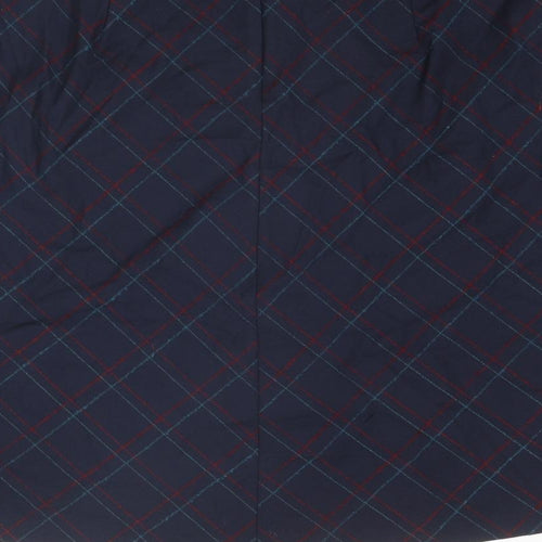 Country Casuals Womens Blue Check Polyester A-Line Skirt Size 16 Zip