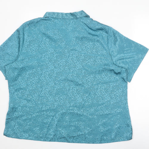 Bonmarché Womens Blue Floral Polyester Basic Button-Up Size 24 Collared