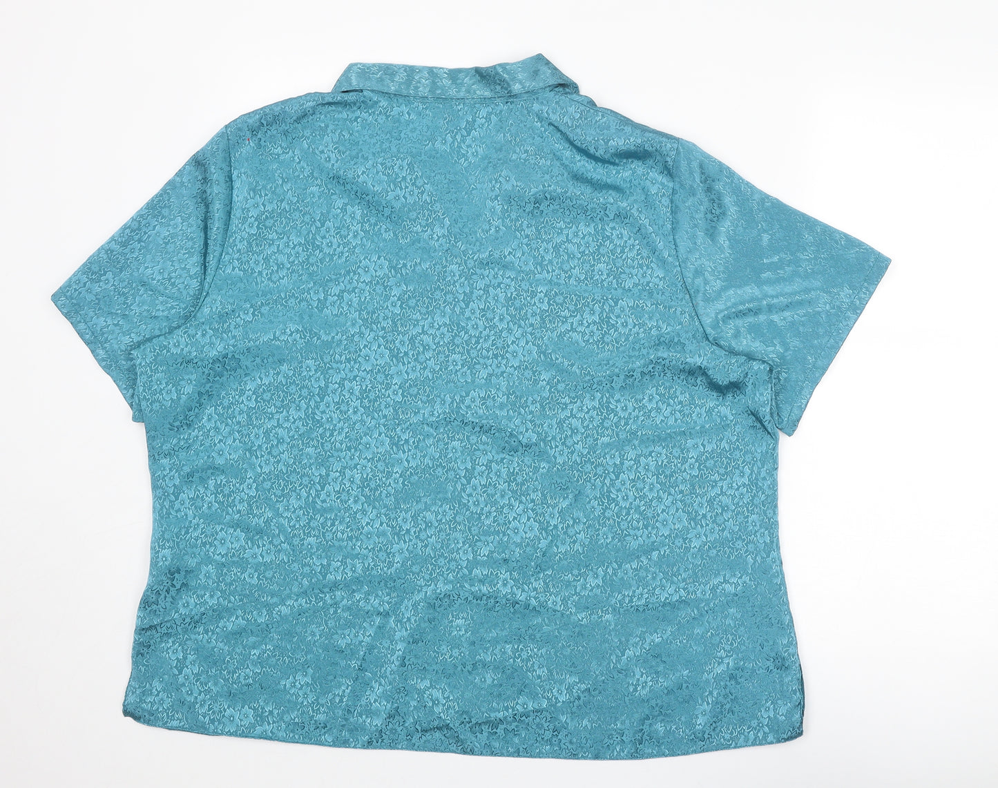 Bonmarché Womens Blue Floral Polyester Basic Button-Up Size 24 Collared