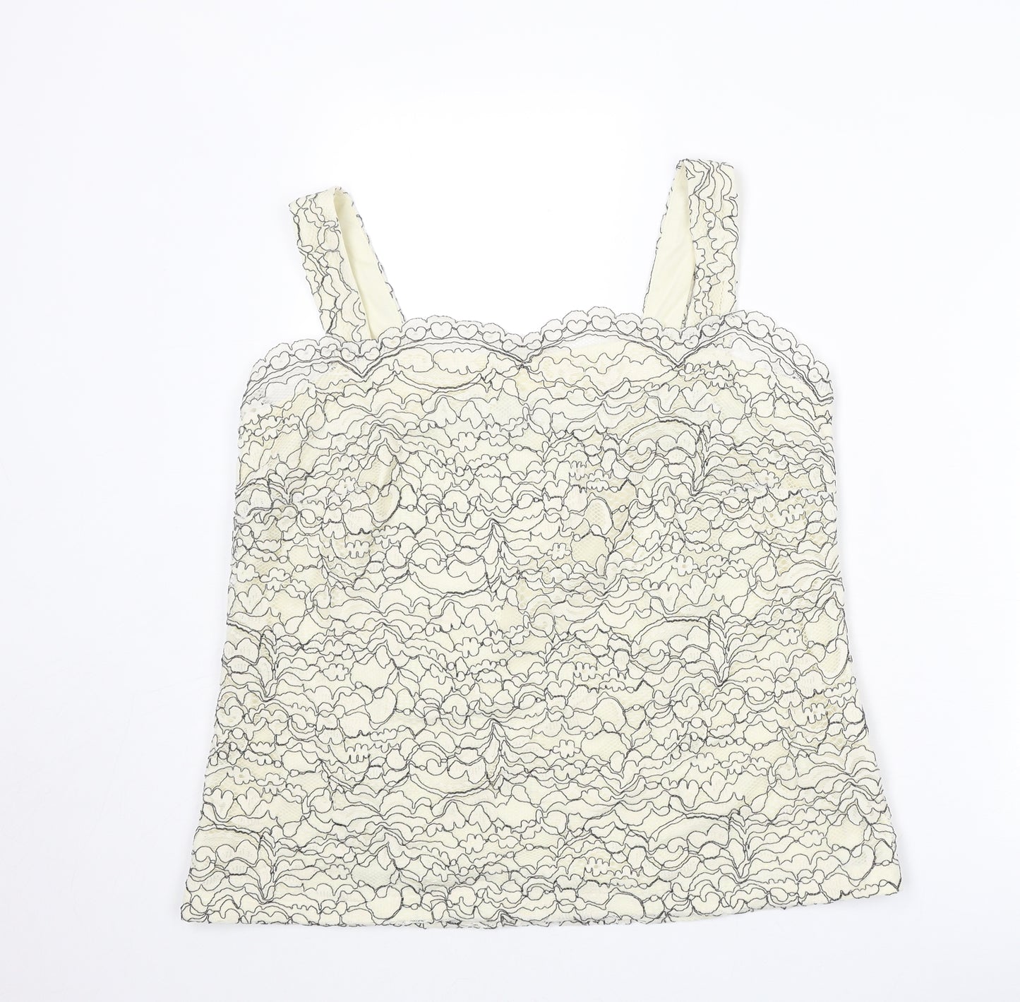 Nightingales Womens Ivory Geometric Cotton Basic Tank Size 18 Sweetheart