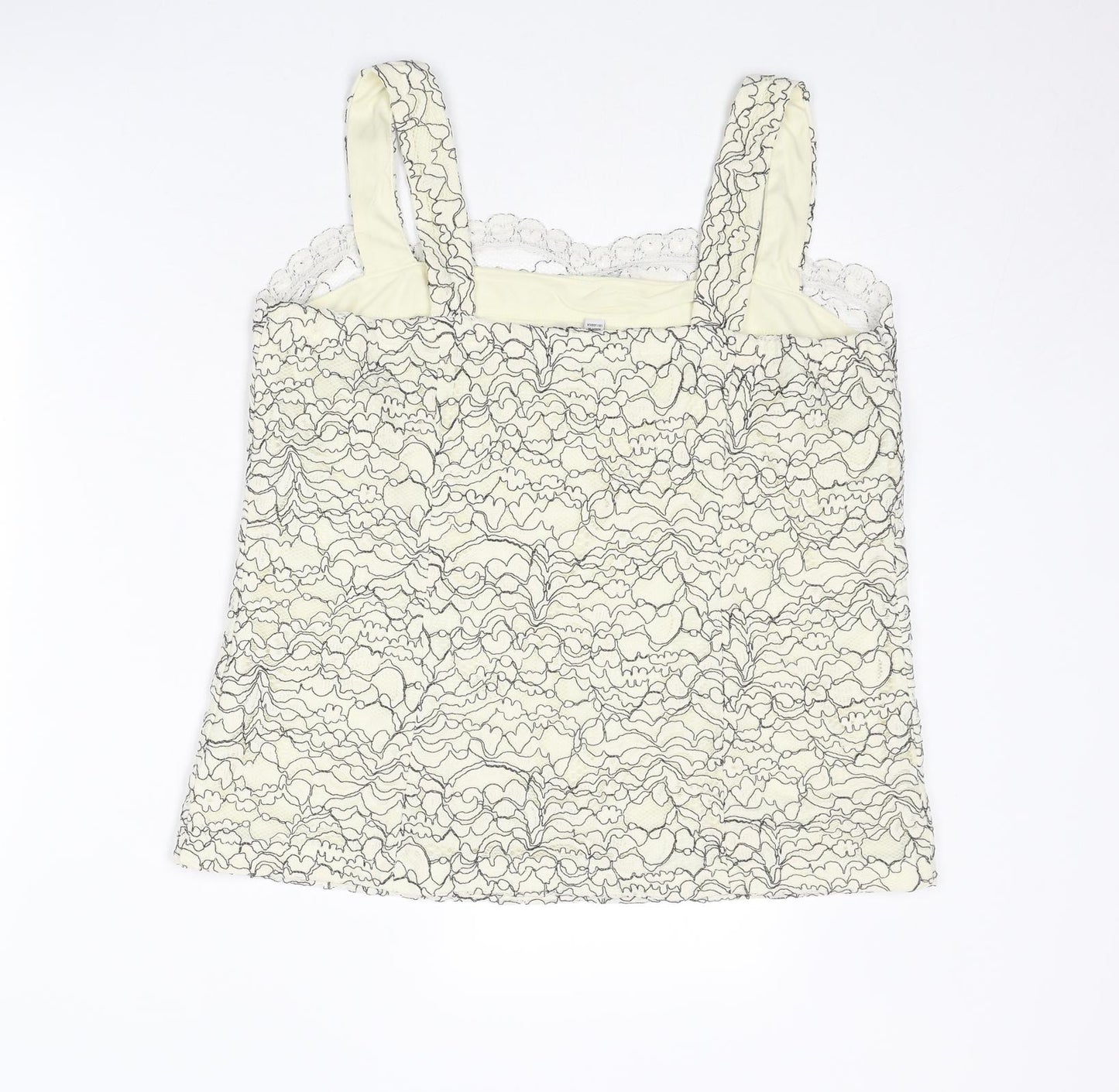 Nightingales Womens Ivory Geometric Cotton Basic Tank Size 18 Sweetheart