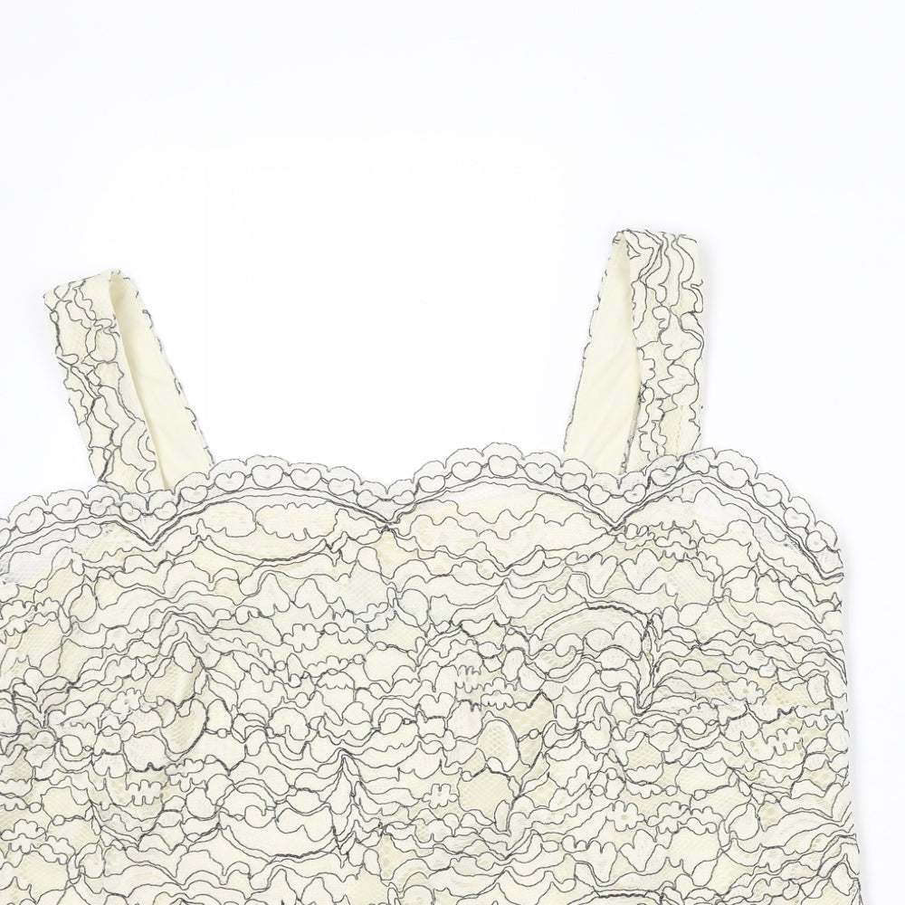 Nightingales Womens Ivory Geometric Cotton Basic Tank Size 18 Sweetheart