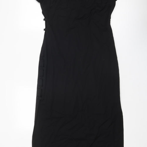 Zara Womens Black Polyester A-Line Size L Round Neck Zip