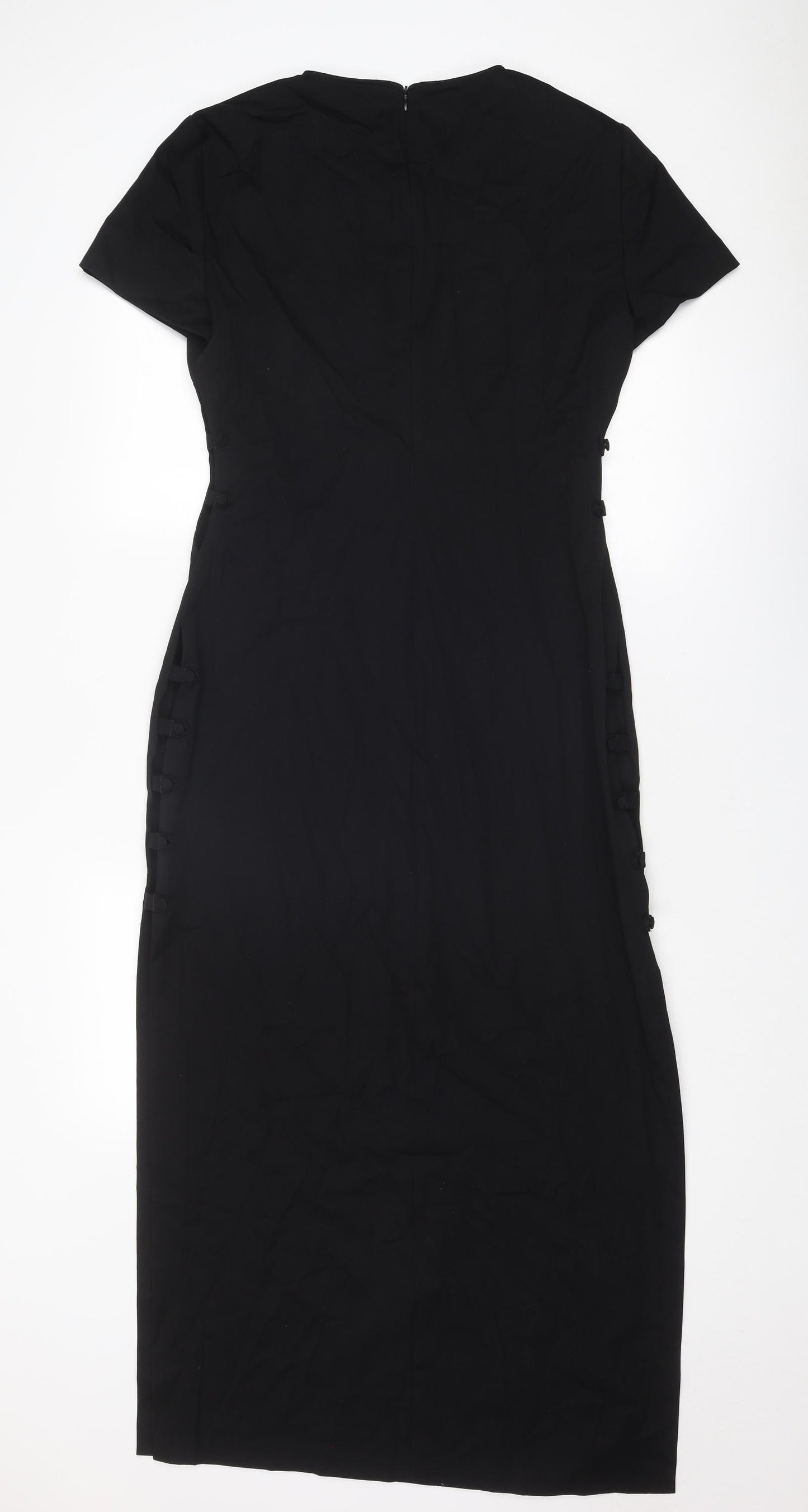 Zara Womens Black Polyester A-Line Size L Round Neck Zip