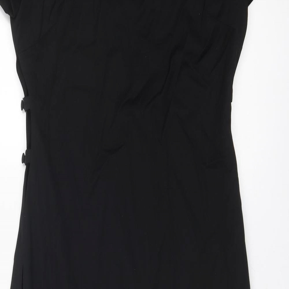 Zara Womens Black Polyester A-Line Size L Round Neck Zip