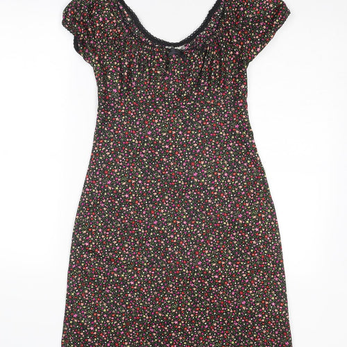 Kit Womens Multicoloured Floral Polyester A-Line Size 10 Round Neck Pullover