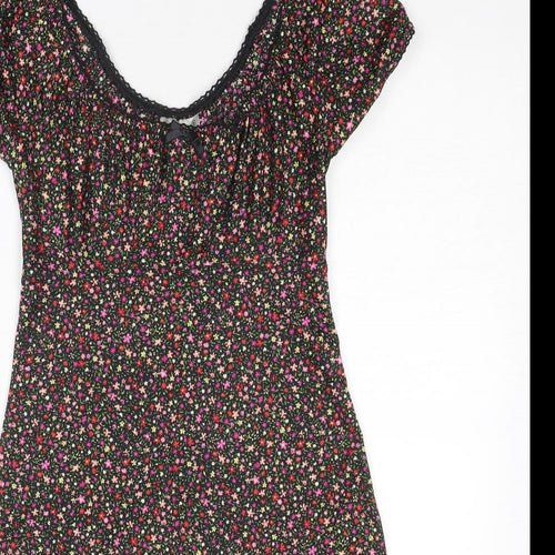 Kit Womens Multicoloured Floral Polyester A-Line Size 10 Round Neck Pullover