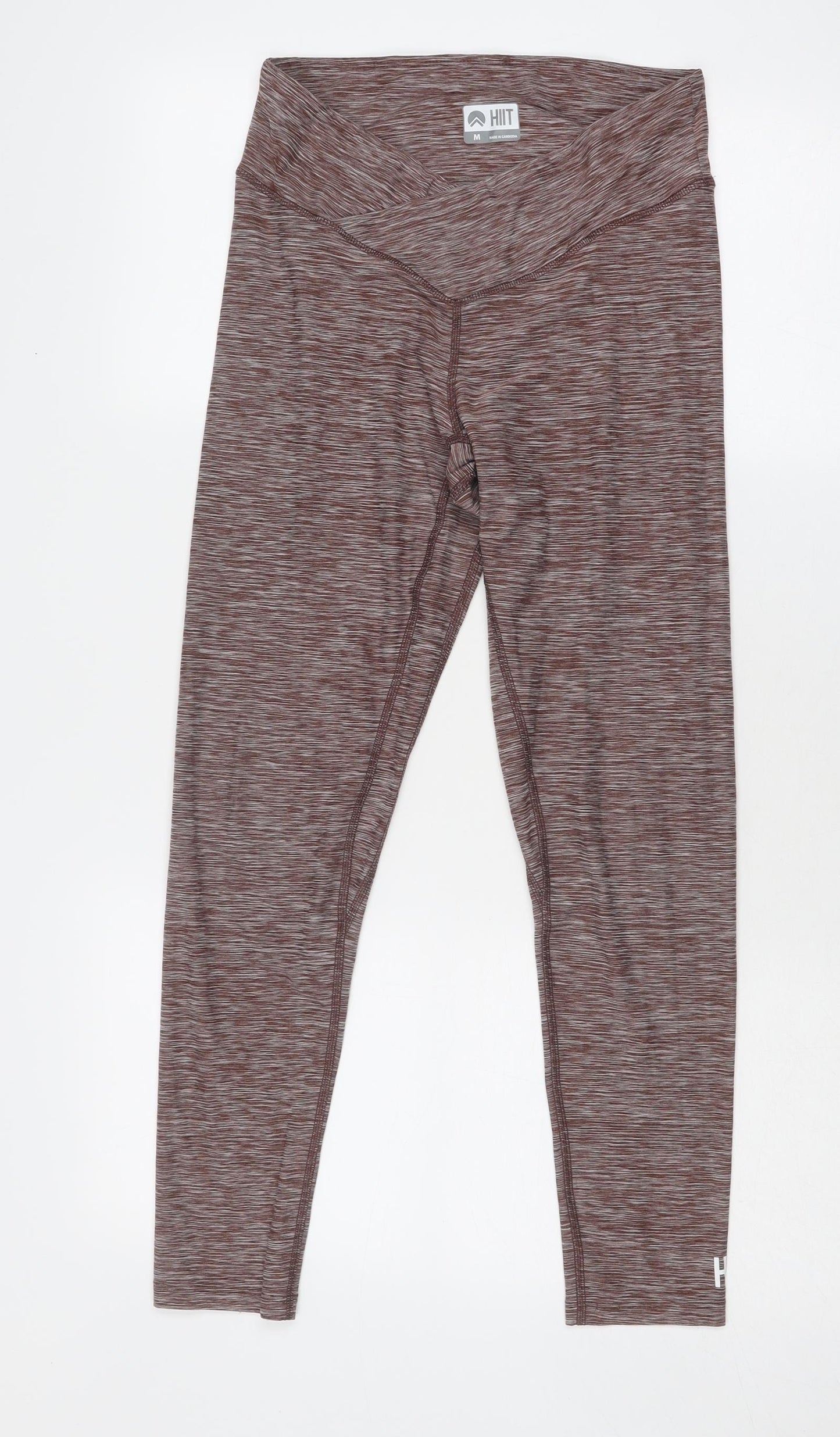 HIIT Womens Brown Geometric Polyester Compression Leggings Size M Regular Pullover