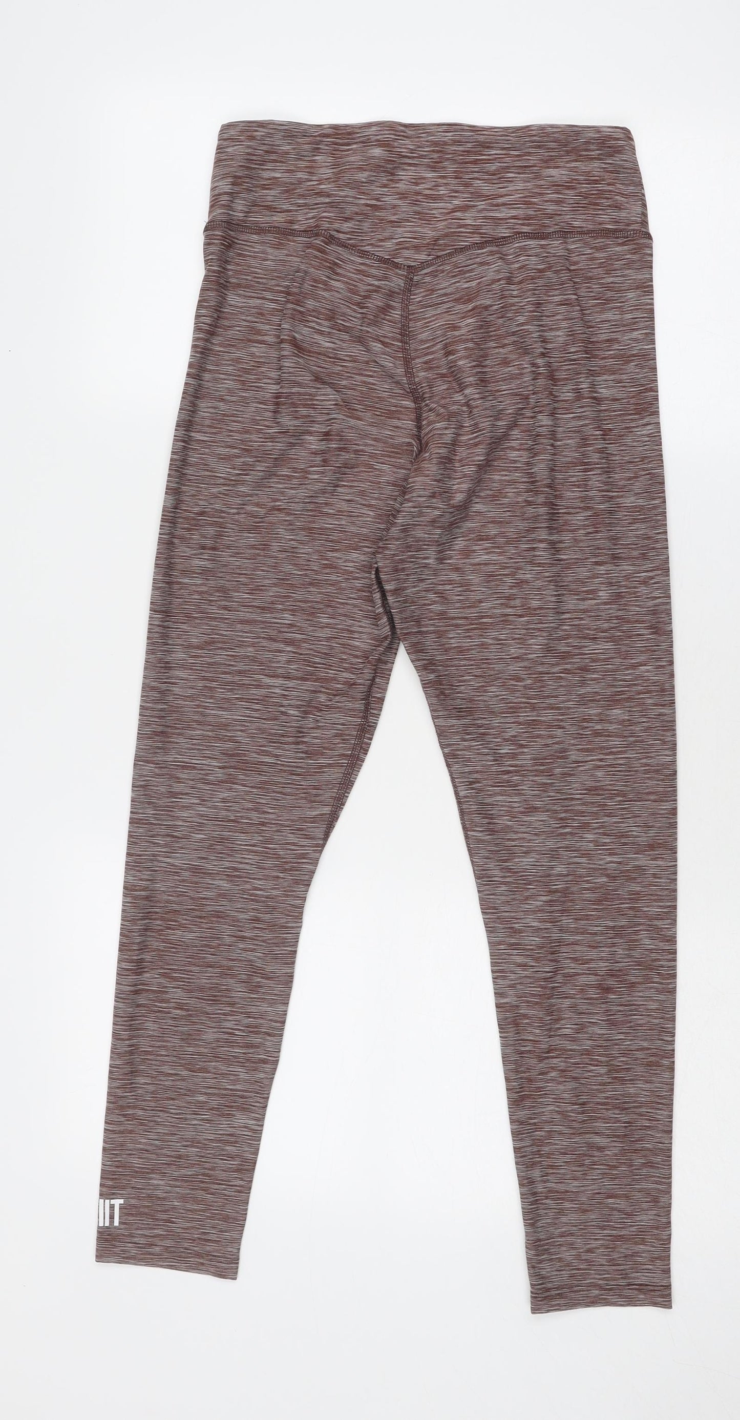 HIIT Womens Brown Geometric Polyester Compression Leggings Size M Regular Pullover
