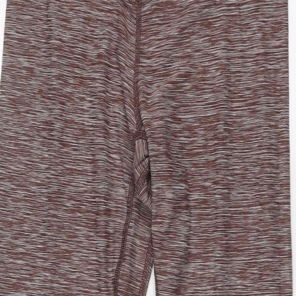 HIIT Womens Brown Geometric Polyester Compression Leggings Size M Regular Pullover