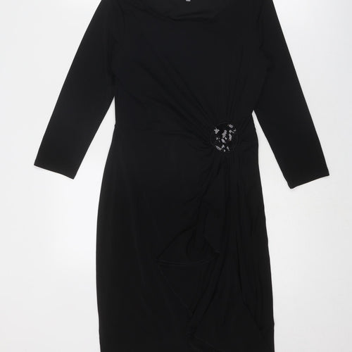 Debenhams Womens Black Polyester Shift Size 10 Round Neck Pullover