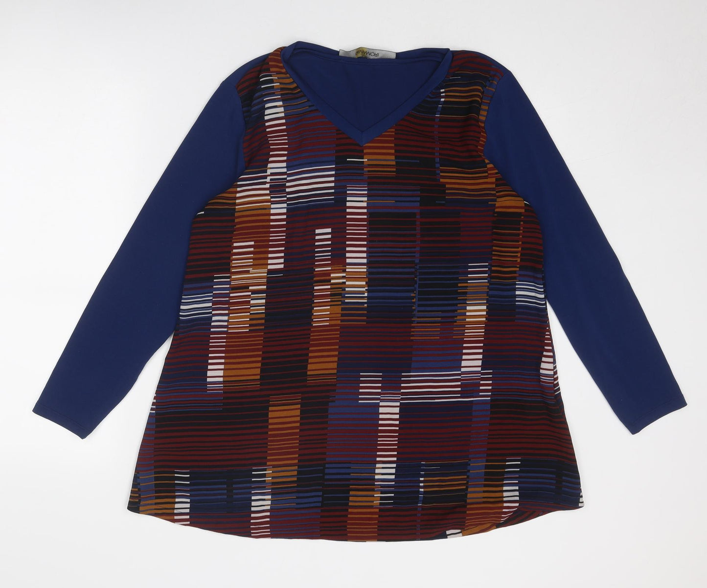 Silvia Mori Womens Multicoloured Geometric Polyester Basic Blouse Size 16 V-Neck