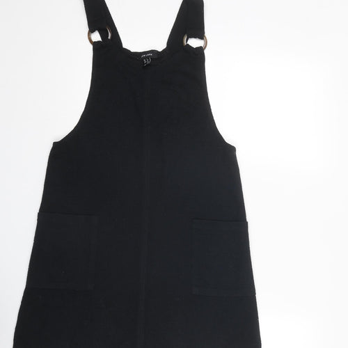New Look Womens Black Polyester Pinafore/Dungaree Dress Size 8 Round Neck Pullover