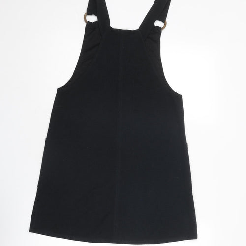 New Look Womens Black Polyester Pinafore/Dungaree Dress Size 8 Round Neck Pullover