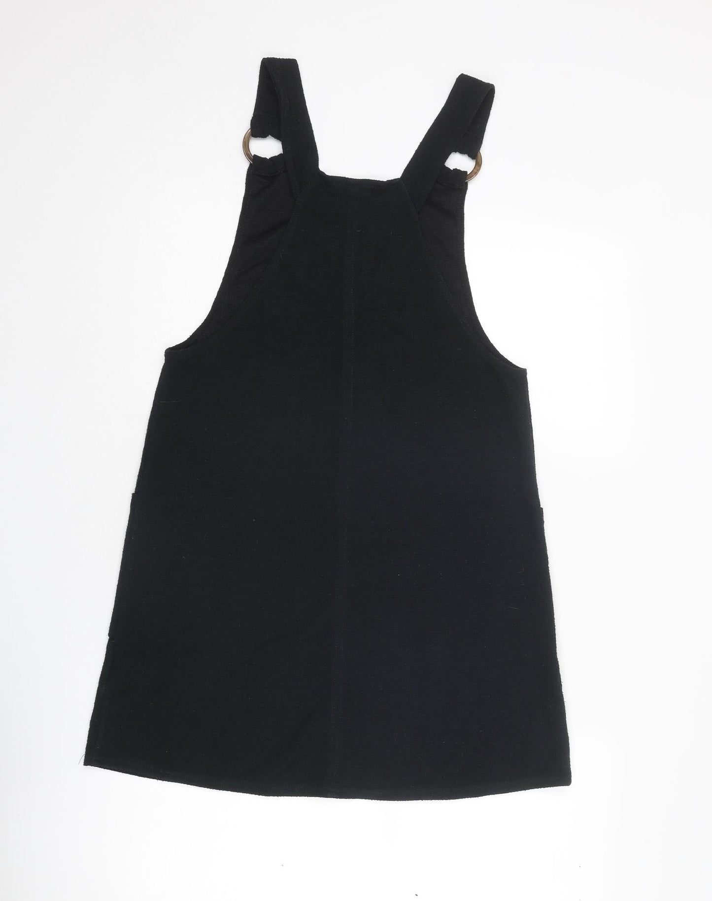 New Look Womens Black Polyester Pinafore/Dungaree Dress Size 8 Round Neck Pullover